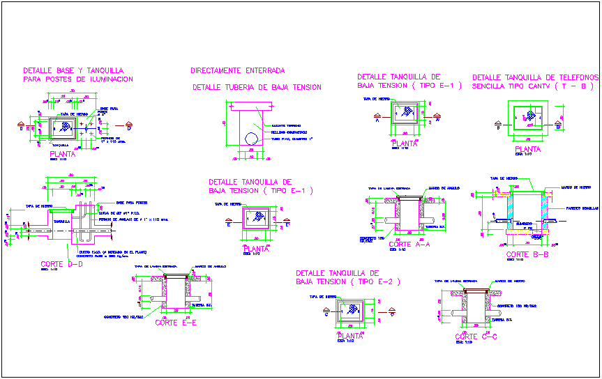 Different electrical joint detail view for lighting of classroom dwg file