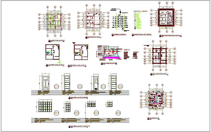 Different reference plan with architectural plan of house dwg file