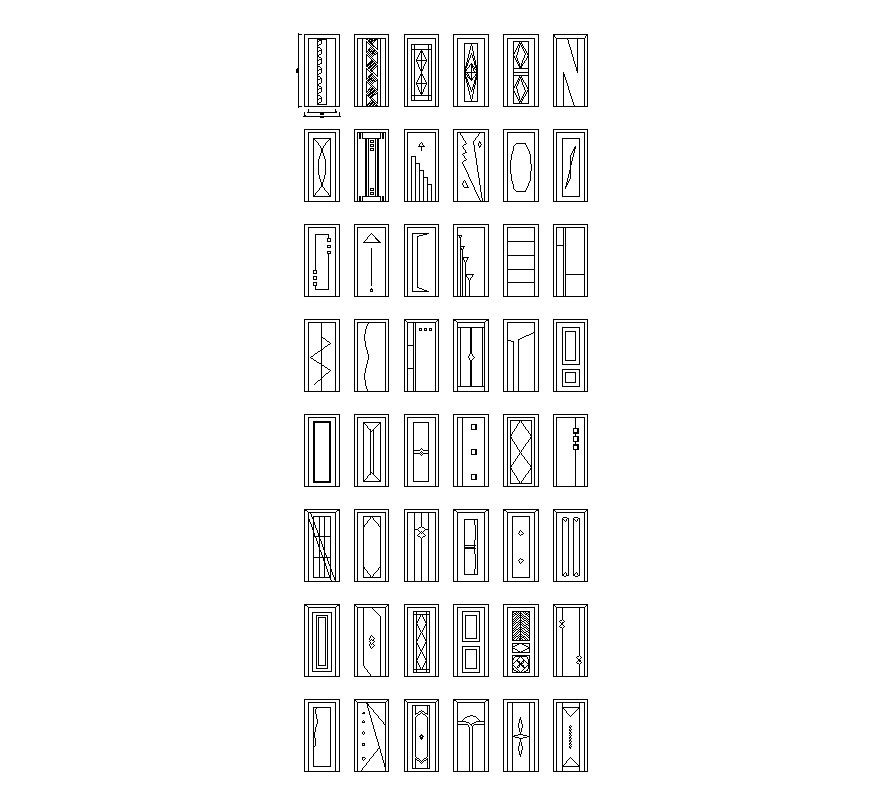 Different type of door elevation 2d view dwg file