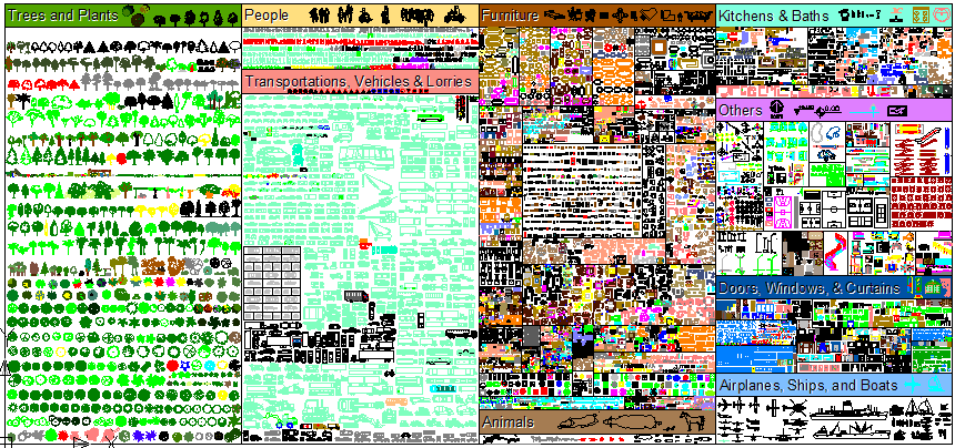 Different types of block pictures dwg file