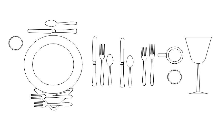 Different Crockery items design CAD blocks in AutoCAD 2D drawing, CAD file, dwg file