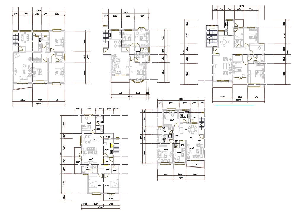Different Option of House Plan CAD Drawing DWG File