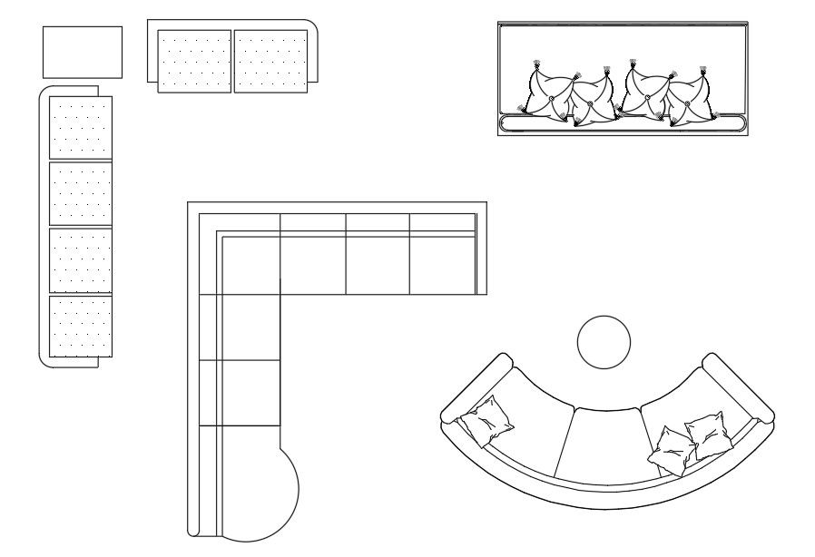 Different Sofa CAD Blocks AutoCAD File DWG Drawing for Interiors