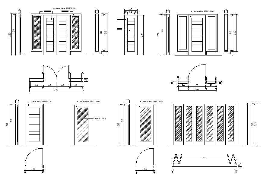 Different Type Of Doors Plan And Elevation CAD File 