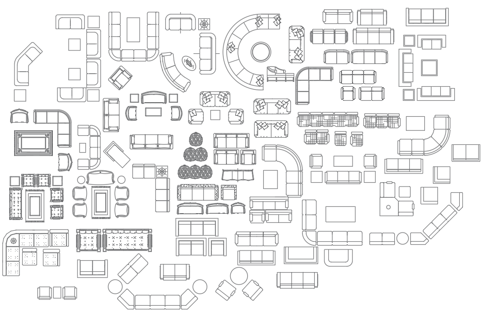 Different Type Of Sofa Set Design Detail CAD Block In DWG File