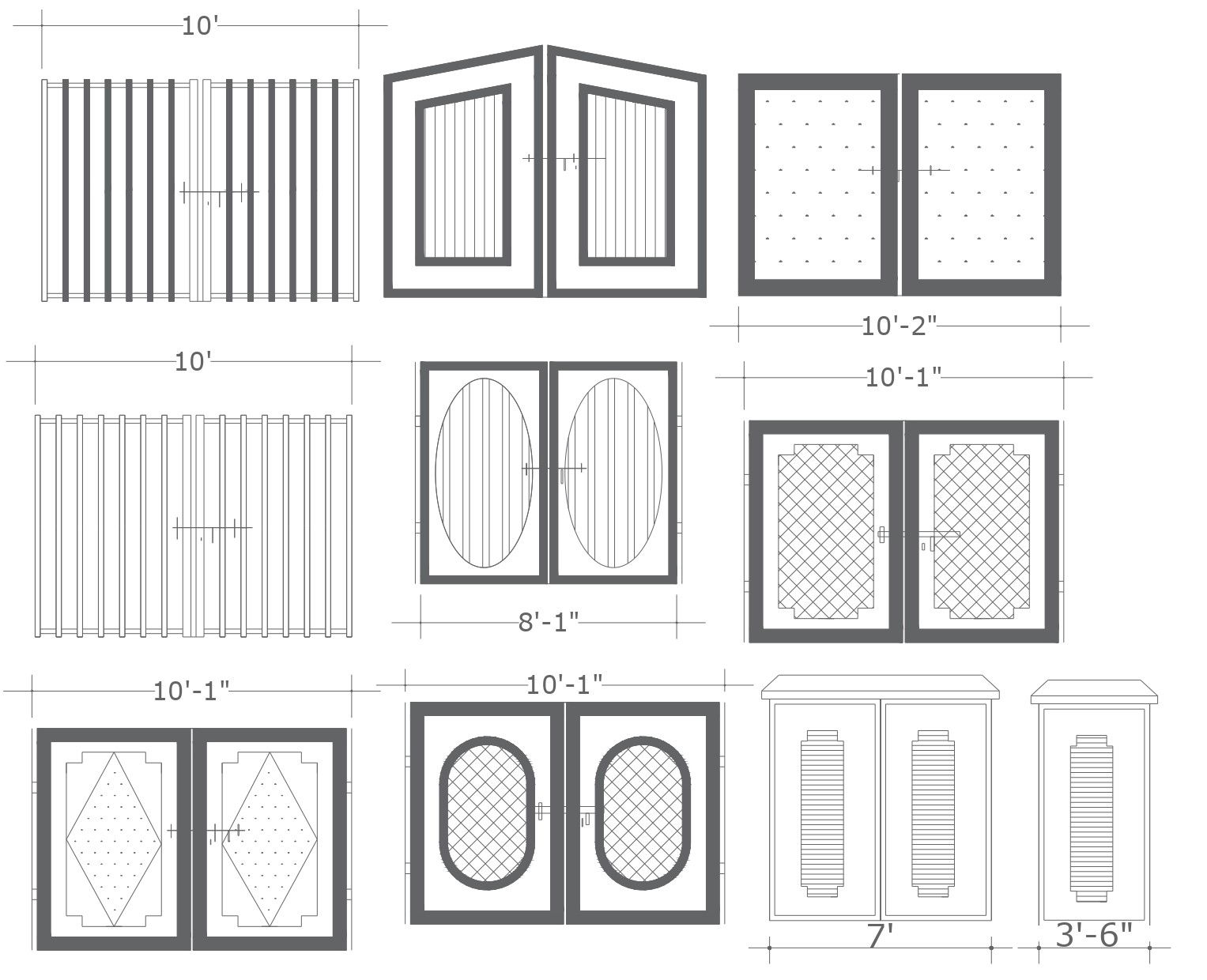 Different Types Door Detailed Drawings in AutoCAD File