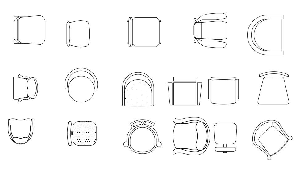 Various Chair CAD Blocks in AutoCAD DWG Drawing Format