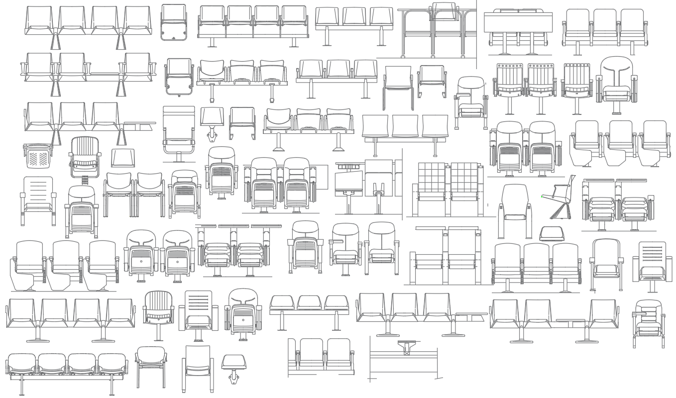 Different Types of chairs Detail with Elevation In DWG File