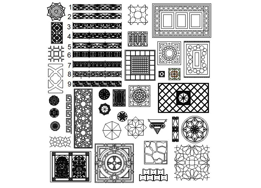Different ceiling design CAD blocks in AutoCAD 2D drawing, CAD file, dwg file