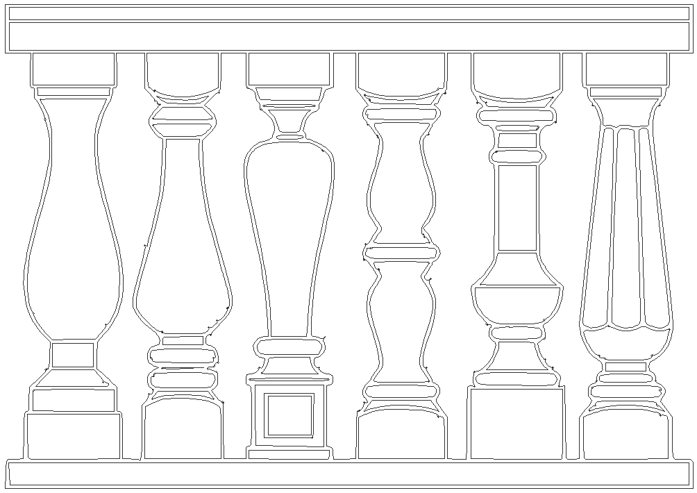 Different classical balusters designs DWG AutoCAD drawing