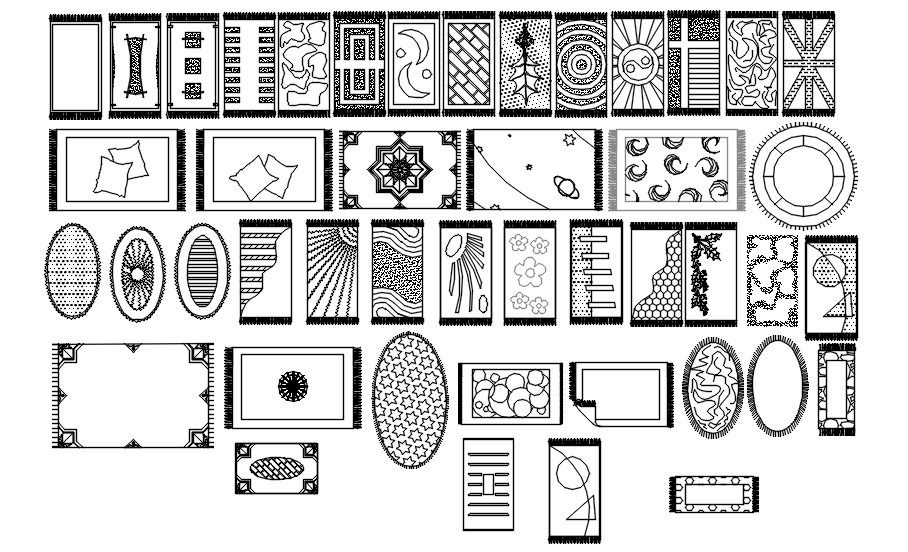 Different design of carpet in AutoCAD 2D, dwg file, CAD file