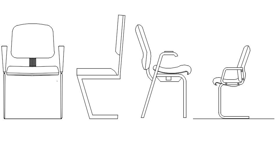 Different design of chair in AutoCAD 2D, CAD file, dwg file