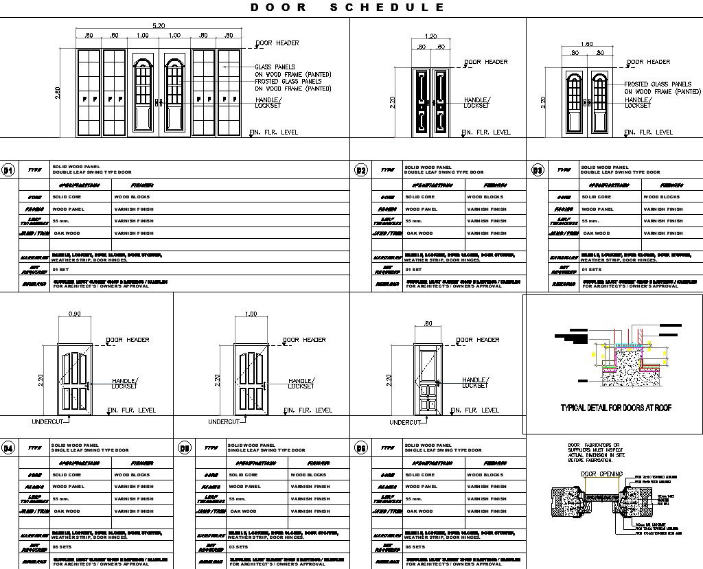 Different door design with detail AutoCAD drawing