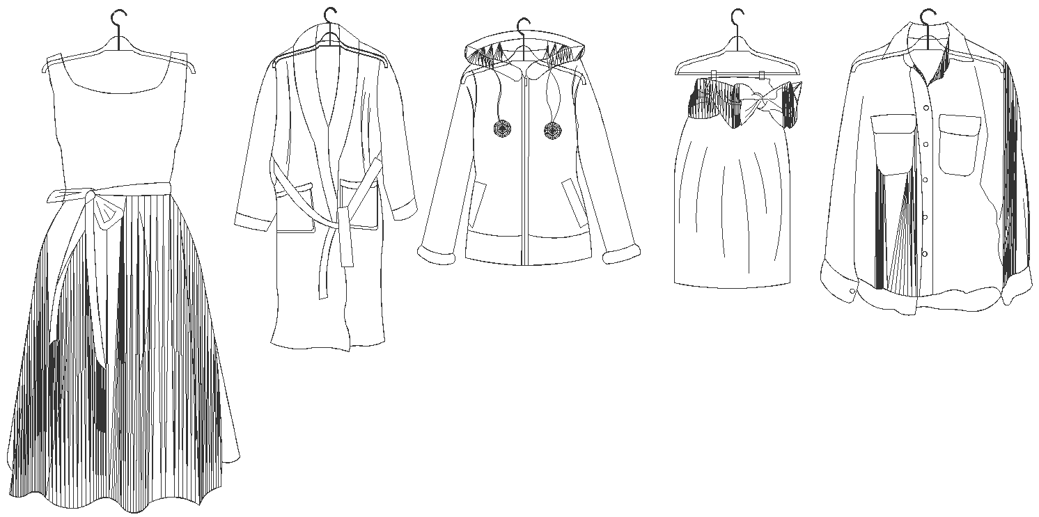 Different dresses elevation design CAD block DXF AutoCAD drawing