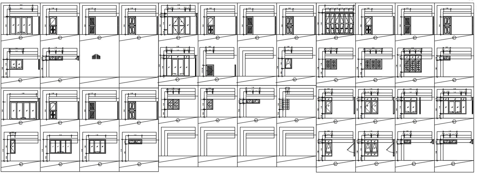 Different elevations designs of door, window and ventilator in AutoCAD 2D drawing, CAD file, dwg file