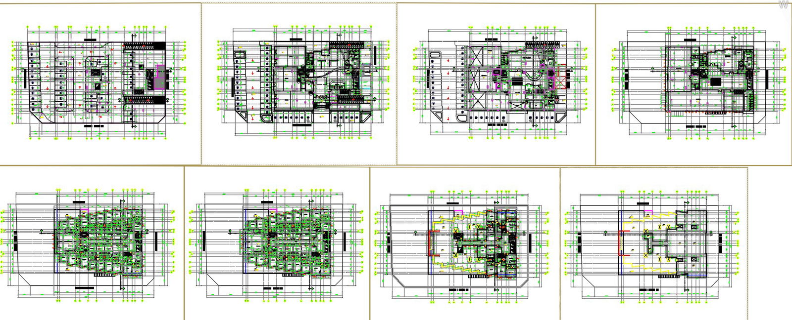 Different floor plans of apartment in AutoCAD 2D drawing, CAD file, dwg file