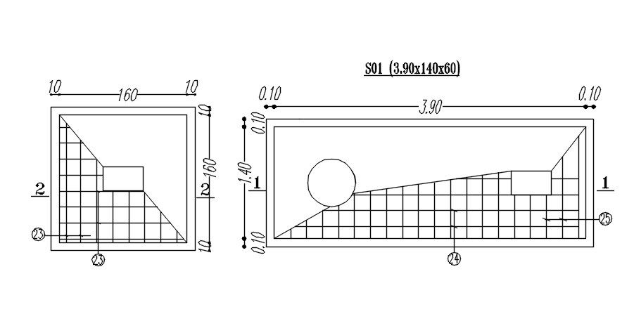 Different foundation design in detail AutoCAD 2D drawing, CAD file, dwg file