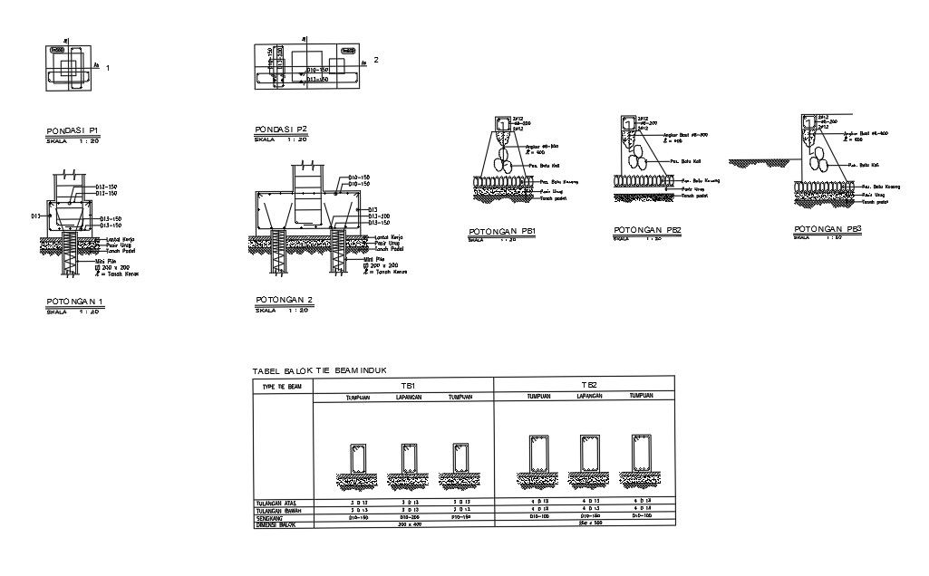 Detailed Foundation Sections AutoCAD 2D DWG Drawing File