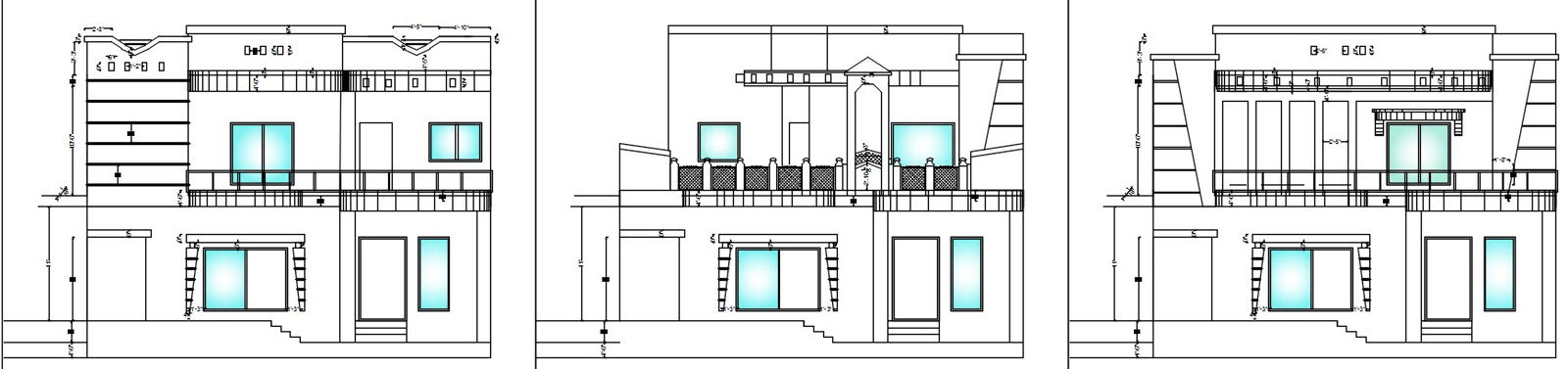 Two-Story House Front Design AutoCAD 2D DWG Layout