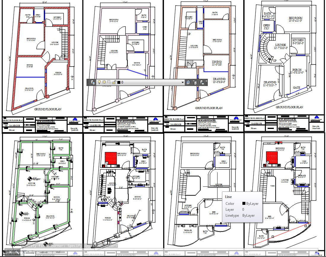 Different Ground Floor and First Floor Plans AutoCAD Drawing