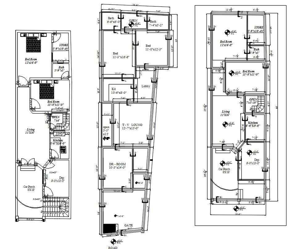 Explore Various Ground Floor Layouts in AutoCAD DWG Format