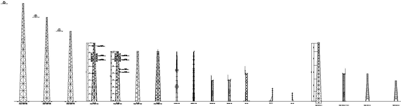 Different heights tower design in detail AutoCAD drawing, dwg file, CAD file