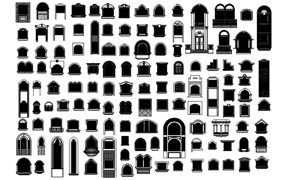 Different pattern window design in AutoCAD 2D, dwg file, CAD file