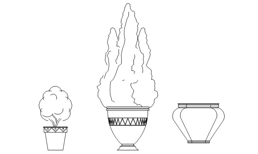 Different plants CAD blocks designs in AutoCAD 2D drawing, CAD file, dwg file