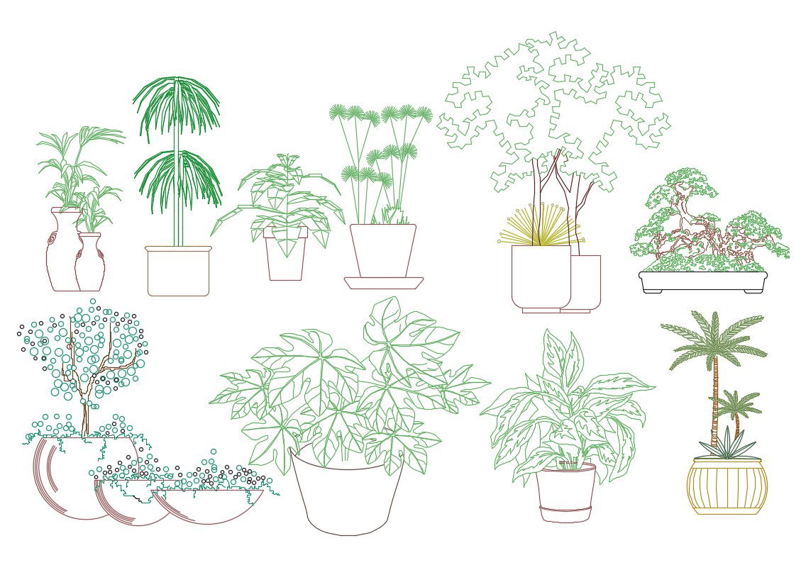 Differents Types Of Plant Cad Block CAD File Free Download