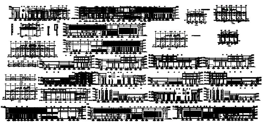Different sections of officer's club in AutoCAD 2D drawing, dwg file, CAD file