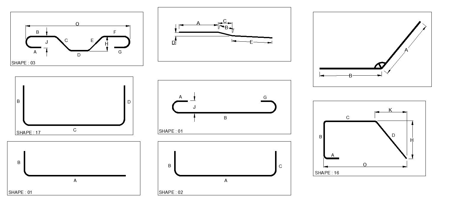 Different shape of reinforcement details in AutoCAD 2D drawing, CAD file, dwg file