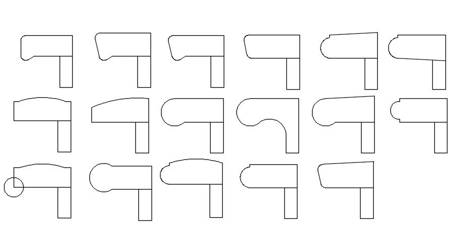 Different shapes table design in AutoCAD 2D, dwg file, CAD file