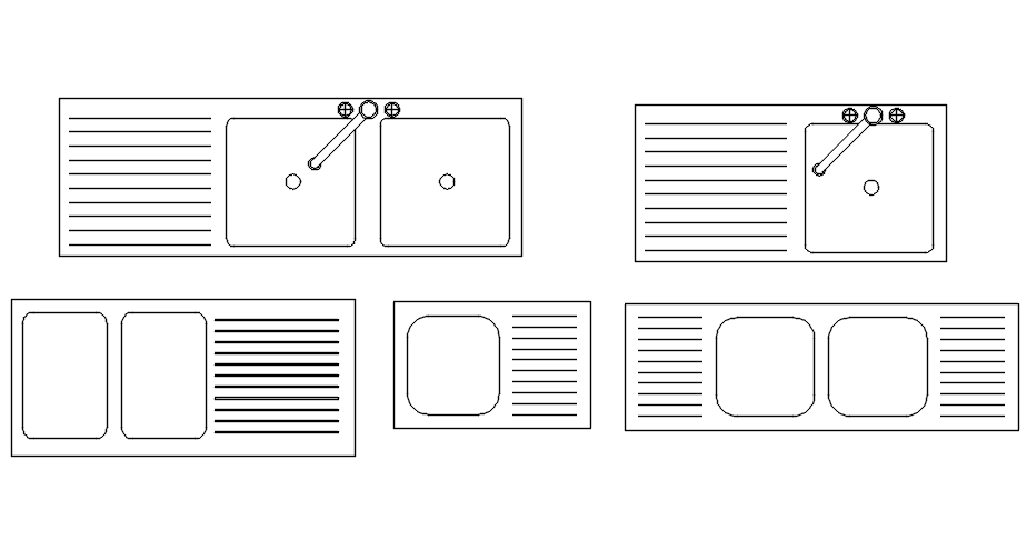 Different sink design in AutoCAD drawing, dwg file, CAD file