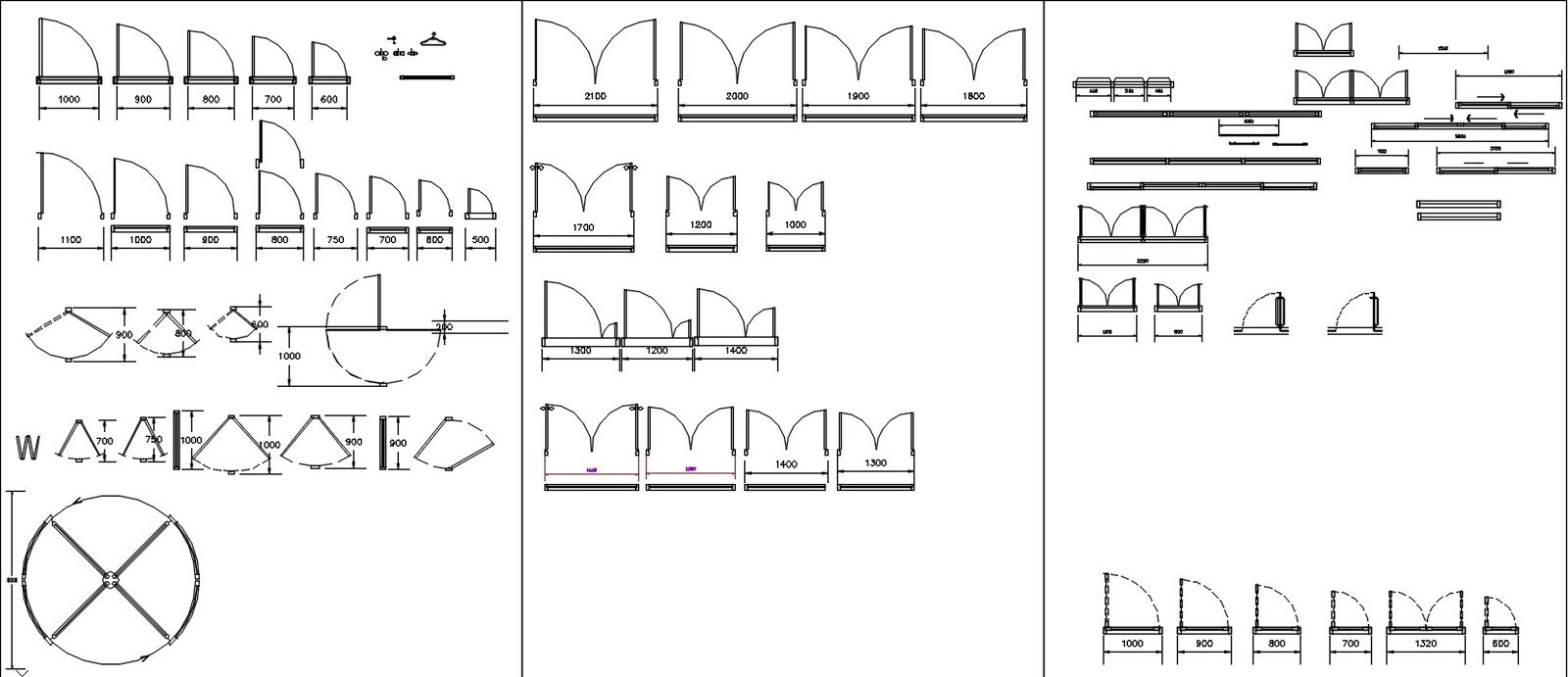 Different size door plan block design in AutoCAD 2D drawing, CAD file, dwg file