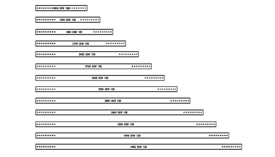 Different size of beams in AutoCAD drawing, dwg file, CAD file