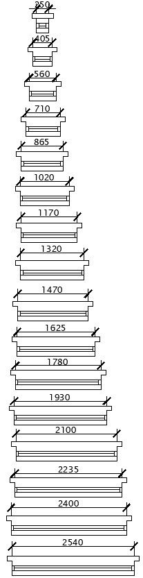 Different size of window in detail AutoCAD drawing