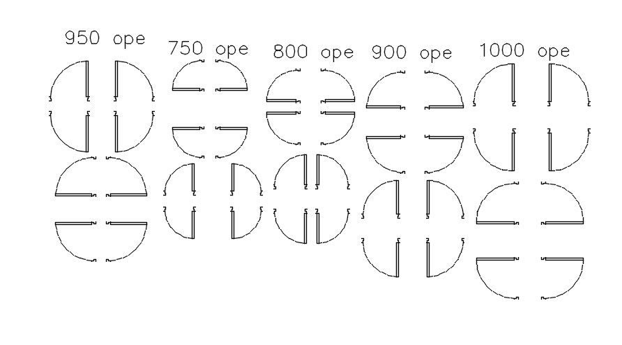 Different sizes of door in AutoCAD 2D drawing, dwg file, CAD file