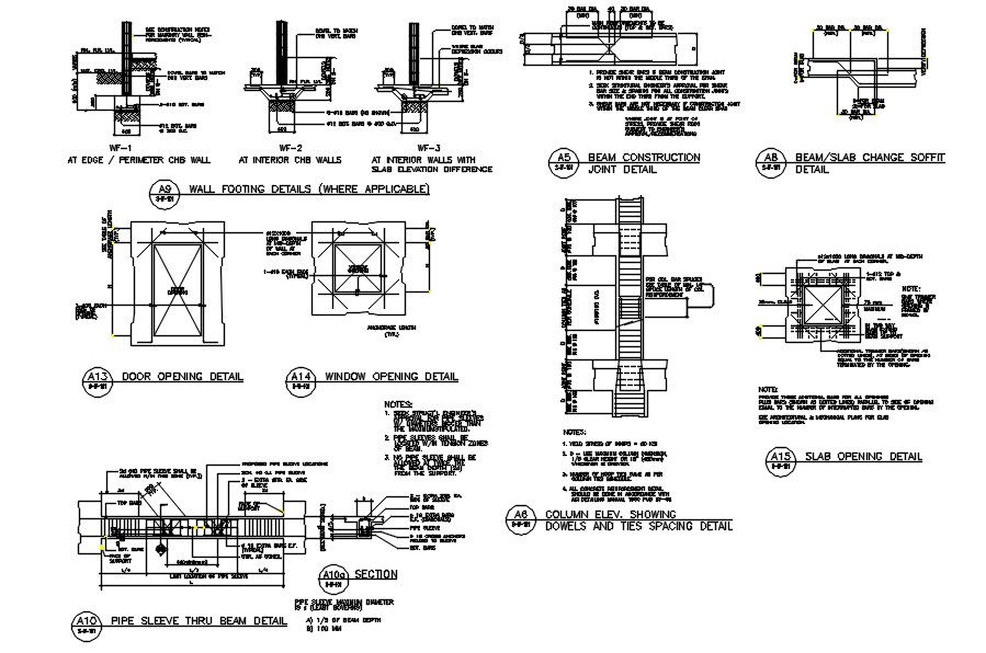 Different structural member details in AutoCAD 2D drawing, dwg file, CAD file