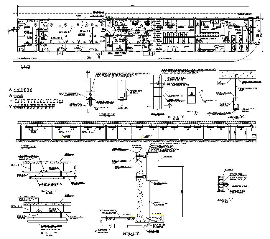 Construction Layout CAD with Structural Plan and Section