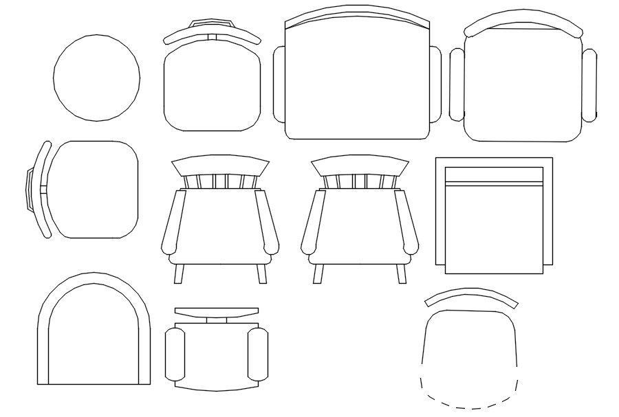 Various Chair 2D CAD Blocks DWG for AutoCAD Designers
