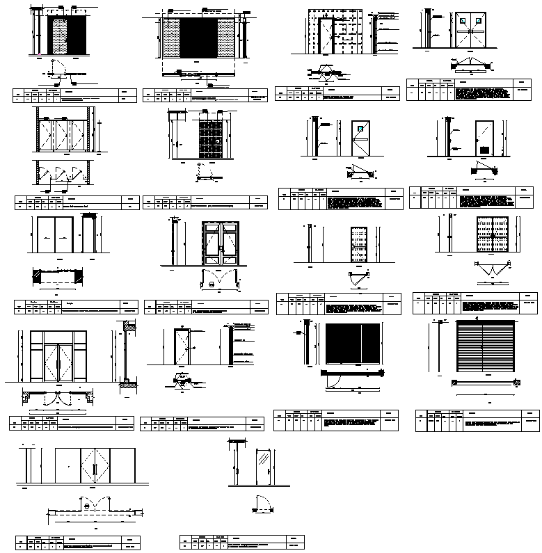 Different types of Door Plan Elevation and Section DWG AutoCAD file