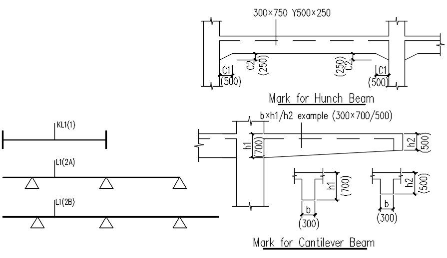 Different types of beam details in AutoCAD 2D drawing, dwg file, CAD file