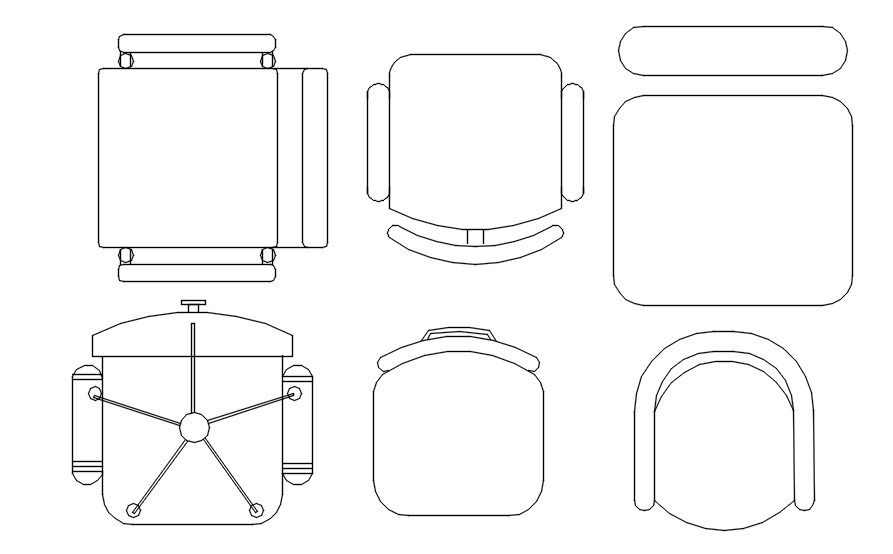 Different types of chairs in AutoCAD 2D drawing, dwg file, CAD file
