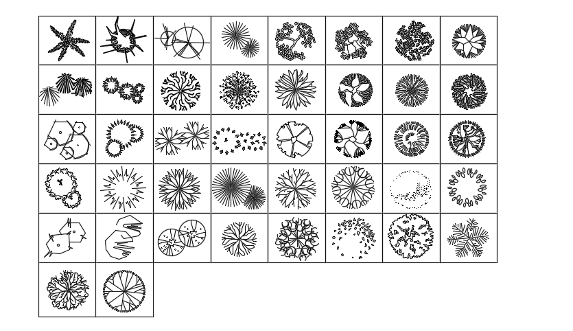 Different types of croton tree plants are given in this 2d drawing