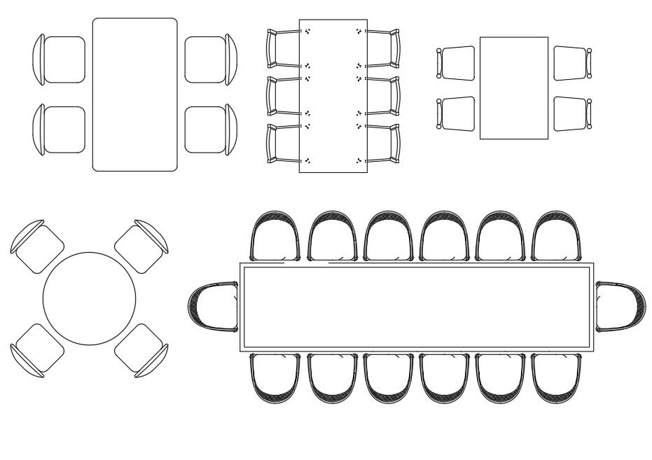 Dining Table Elevation Blocks in DWG for AutoCAD Design