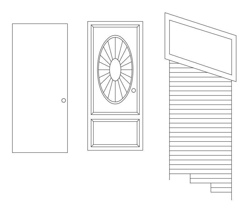 Different types of door in AutoCAD 2D drawing, dwg file, CAD file