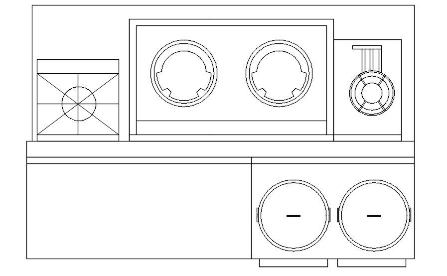 Different types of gas stove cad blocks in AutoCAD, dwg file.