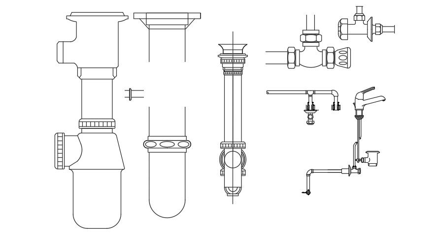 Different types of valves and pipes.