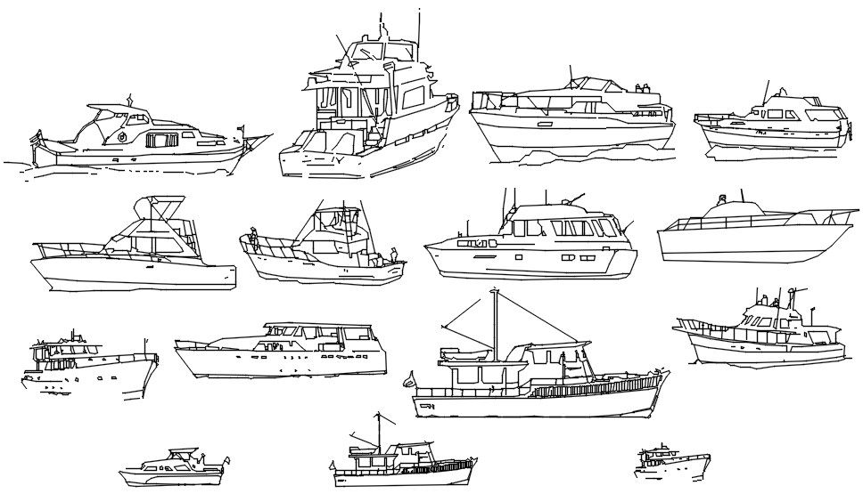 Different view of ship in detail AutoCAD drawing, CAD file, dwg file