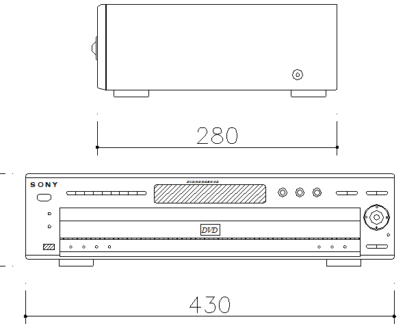 Digital video player cad block details dwg file